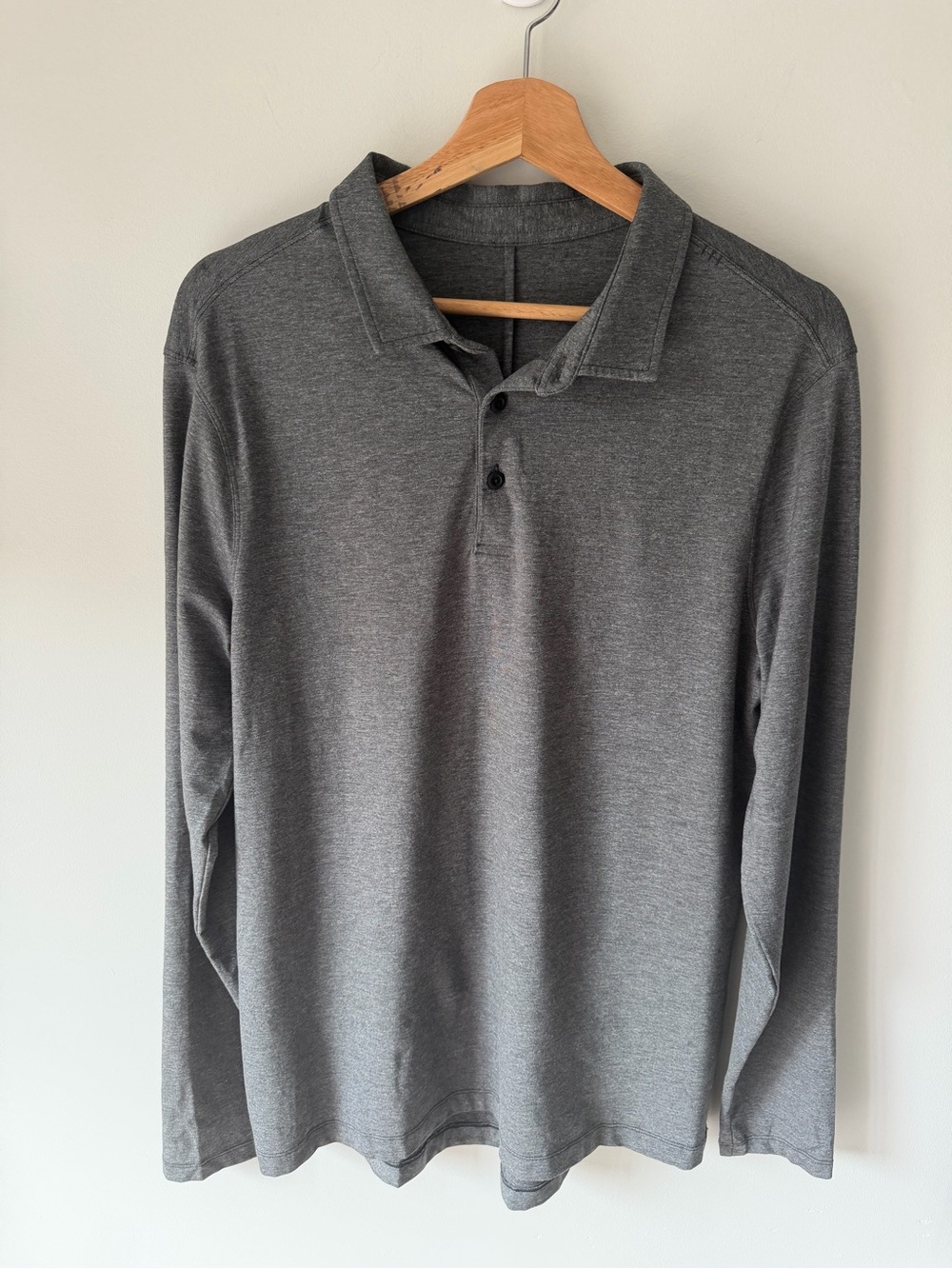lululemon Men’s Long Sleeve Performance Polo Heather Grey Large